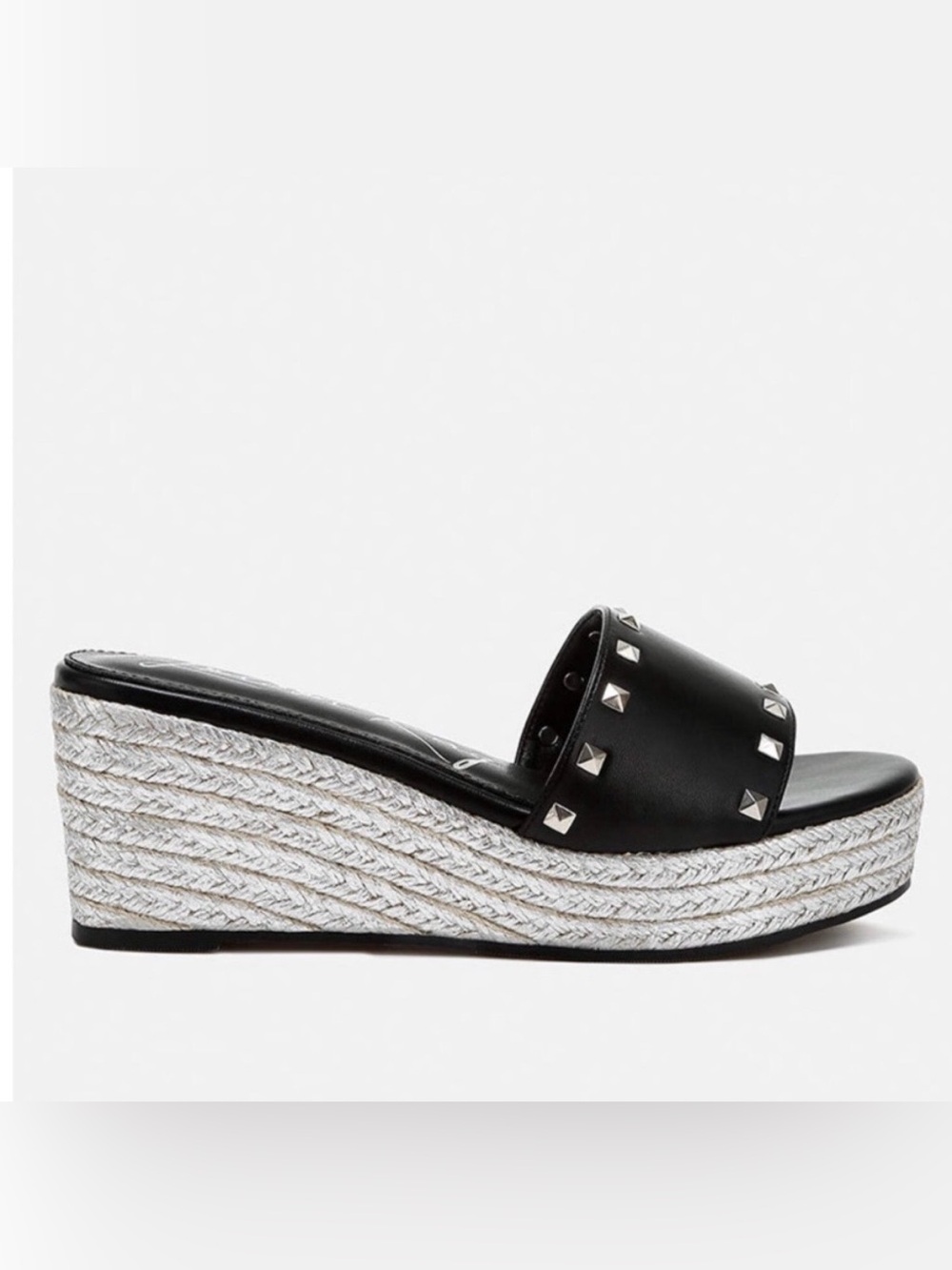 London Rag Lilja Black Studded Wedge Sandals